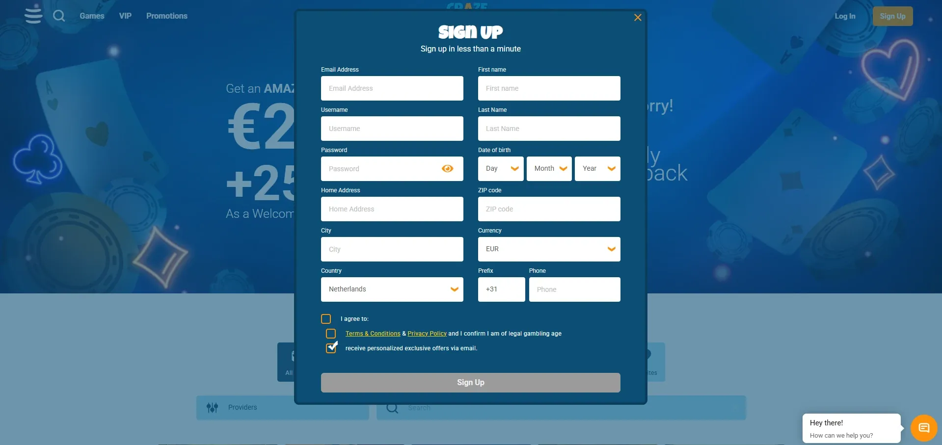 CrazePlay casino registreren